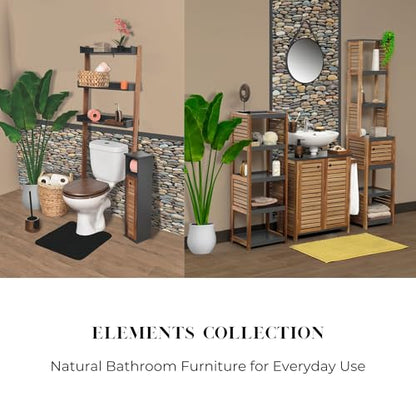 Tall Bathroom Storage Cabinet, Vented Door, Linen Tower, Slim, Brown-Gray | Engineered Wood, Art Deco, Space-Saving Bathroom Storage, Easy Assembly, Fits Small Bathrooms, Laundry, Hallway