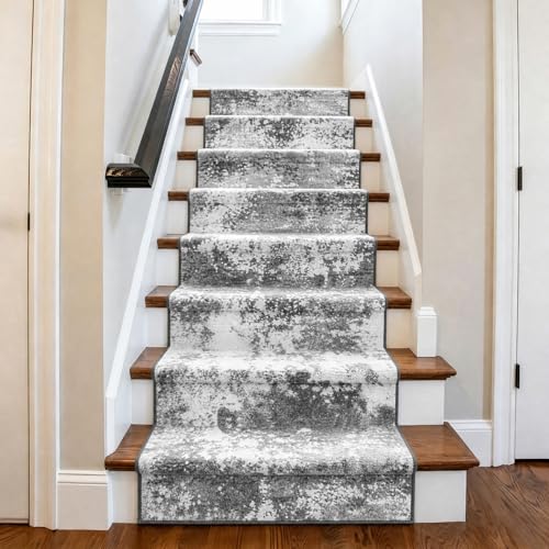 12 FT Extra Long Runner Rug for Hallway Washable | 2.6x12 Large Kitchen Floor Runners Non Slip, Entryway Runner Carpet Low Pile Stain & Fade Resistant, Abstract Gray - color: Grey, size: 2'8" X 12' (Runner)