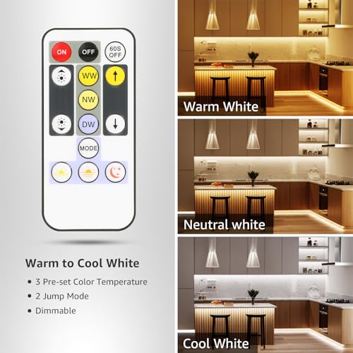 Lepro LED Tunable White Strip Light, Warm to Cool White, 16.4ft Dimmable Bright LED Tape Lights, 300 LEDs 2835, Strong 3M Adhesive, Not Cuttable, Suitable for Christmas Decorations, Home, Bedroom - size: 16.4 ft