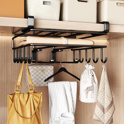 Mug Holder Under Cabinet,Paper Towel Holder for Cabinet,Chopping Board Organizer,No-Hole Multifunctional Stainless Steel Under Cabinet Hooks for Kitchen (White) - color: White