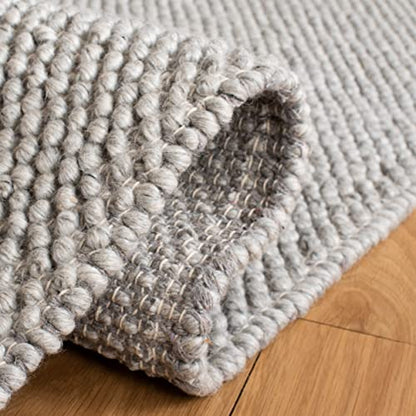 SAFAVIEH Natura Collection Runner Rug - 2'3" x 7', Silver, Handmade Wool Blend, Textured Design, Ideal for Living Room, Bedroom, Dining Space (NAT425G) - color: Silver, size: 2'3" x 7' (Runner)