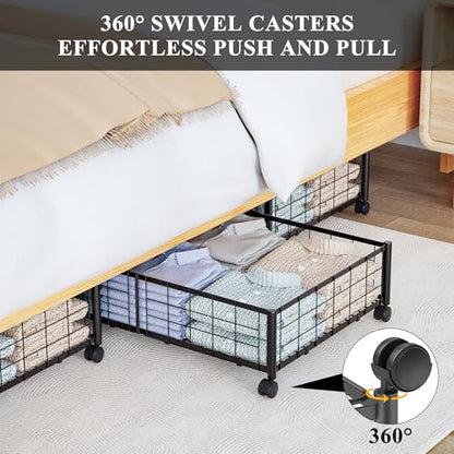 Hleelomi Under Bed Storage with Wheels, 360° Rotating, No-Assembly Underbed Storage Containers, 2PACK - size: 2 Pack without Cover