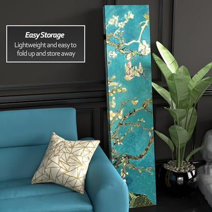 Red Lantern Double Sided Works of Van Gogh Canvas Folding Screen - Almond Blossoms/Wheat Field, 6 ft Tall - 4 Panel - color: Almond Blossoms/Wheat Field, size: 6 Foot Tall - 4 Panel
