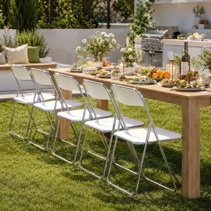 JPBSTO 10 Pack White Plastic Folding Chairs - Bulk Value Stackable for Wedding Banquet, Event Rental, Large Venue (300lb Capacity) - color: White, size: 10-Pack