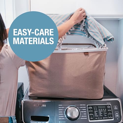 CleverMade Collapsible Laundry Basket LUXE, 60L Pop-Up Hamper, 2 Pack, Navy | Elevate Open-Room Laundry Storage | Refined Fabric and Vegan Leather Add Polish, While Each Basket Holds 55 lb - color: Navy Noir