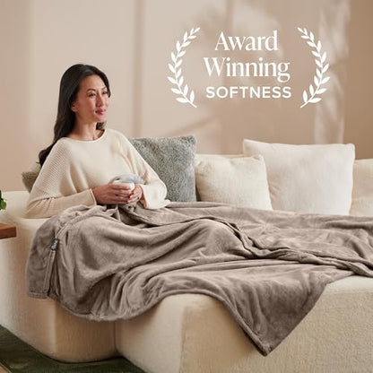 Bare Home Fleece Blanket Luxury Microplush (Full/Queen, Taupe) | Ultra-Soft Lightweight Blanket for Bed, Sofa, and Couch, Cozy & Warm Blanket - color: 23 - Taupe, size: Full/Queen