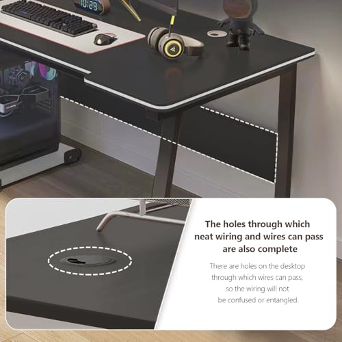Gaming Desk Computer Writing Table Student Art Modren Simple Style PC Wood Suitable for Home, Office - color: Black, size: 31.4*19.6