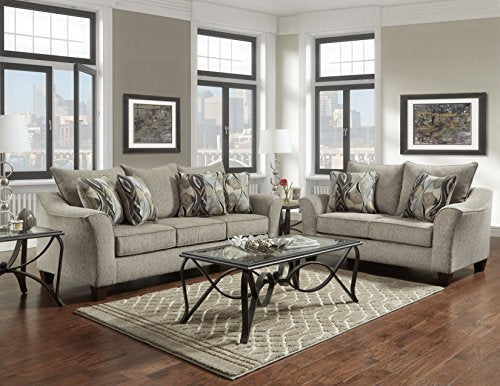Roundhill Furniture Camero Sofa And Loveseat Set - color: Platinum
