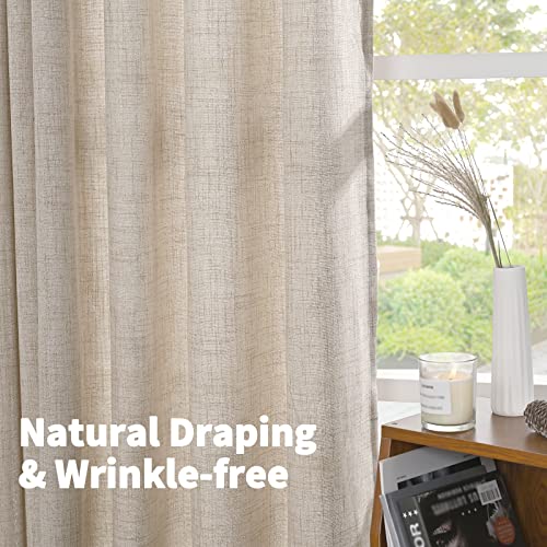 YoungsTex Natural Linen Curtains 84 Inch Length 2 Panels Rod Pocket Light Filtering Textured Window Drapes with Ring Clips for Living Room Dining Bedroom, 38 X 84 Inches | Light Filtering Textured Drapes for Living Room Dining Bedroom Rod Pocket Back Tab