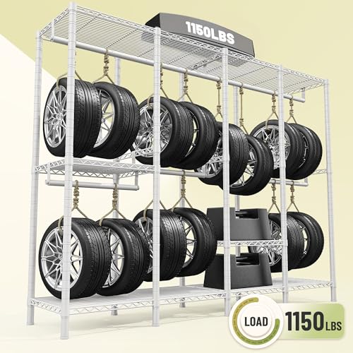 Raybee Heavy Duty Clothes Rack, 1150lbs Capacity, Adjustable | 76" W Freestanding, Steel Structure, 4 Rods & 6 Shelves, Tool-Free Assembly, Sturdy for Closet, Bedroom, White - color: White, style: Heavy Duty Clothes Rack