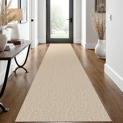 Washable Runner Rug, Non Slip Hallway Runner, 2x12 Ft, Sand/Beige | Washable Braided Runner Carpet,, Non Slip Rubber Dot Backed, For Hallway, Kitchen, Entryway, Bedroom, Laundry Room, Foyer - color: Sand/Beige, size: 2' x 12' (Rectangular)