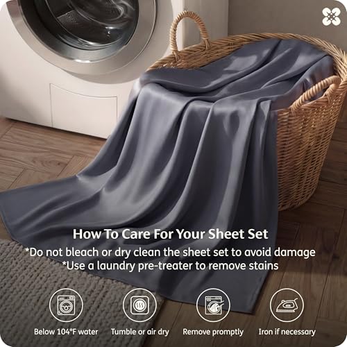 Bedsure Cooling Sheets for Full Size Bed, Viscose Derived from Bamboo, Deep Pocket up to 16", Breathable Soft Bed Sheets & Pillowcases, Dark Grey | Cooling Sheets for Hot Sleepers, Breathable & Silky Soft, 16" Deep Pocket, Hotel Luxury Bedding, Dark Grey