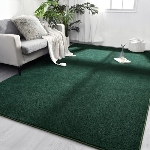 FlyDOIT Area Rugs for Bedroom Living Room, 4x6 Dark Green Super Soft Comfy Thickened Memory-Foam Indoor Carpets, Modern Aesthetic Minimalist Carpet for Boys Girls Adults Apartment Nursery Home Décor - color: Dark Green, size: 4' x 6' (Rectangular)