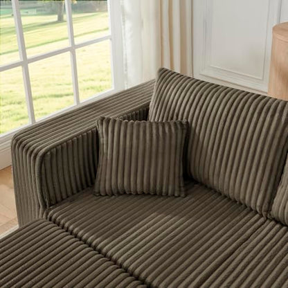 Geelife Compact Modular Sectional Sofa with Minimalist Style and Space-Saving Design - Brown