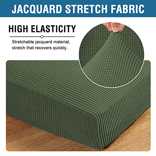 H.VERSAILTEX Super Stretch Individual Seat Cushion Covers Sofa Covers Couch Cushion Covers Slipcover Sets Thick Jacquard Textured Twill Fabric (2 Piece Large Sofa Cushion Covers, Bronze Green) - color: Bronze Green, size: 2 Cushion Sofa