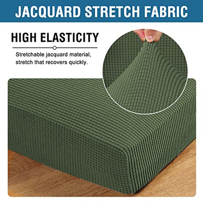 H.VERSAILTEX Super Stretch Individual Seat Cushion Covers Sofa Covers Couch Slipcover Sets Thick Jacquard Textured Twill Fabric (3 Piece Sofa Cushion Covers, Bronze Green) - color: Bronze Green, size: 3 Cushion Sofa