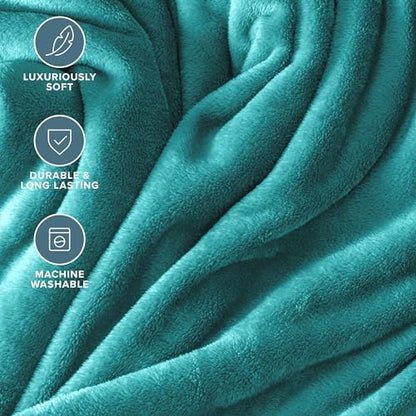 Bare Home Fleece Blanket Luxury Microplush (Full/Queen, Emerald) | Ultra-Soft Lightweight Blanket for Bed, Sofa, and Couch, Cozy & Warm Blanket - color: 10 - Emerald, size: Full/Queen