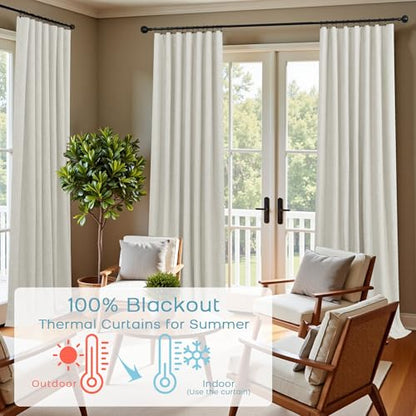 KOUFALL 64 Inch Length Linen Blackout Curtains for Bedroom 2 Panels Set Back Tab Rod Pocket Black Out Curtains 42x64 in Long - color: Cream Beige, size: 42"W x 64"L (Pack of 2)