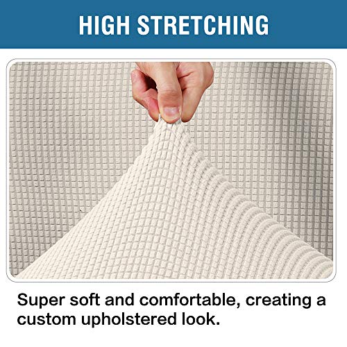 H.VERSAILTEX Ottoman Cover Slipcover Rectangle Fit Length 29'-34' Footrest Sofa Slipcovers Stool Cover Footstool Protector Covers Feature Stretch Thick Jacquard Fabric Removable Washable - Natural - color: Natural, size: Rectangle-Large