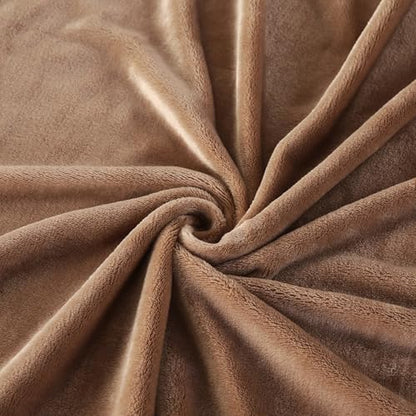 TASTHROW Lightcoffee Throw Blanket 60x80 Inches | Soft Plush Cozy Fleece Flannel Throw Blanket, Lightweight Warm Throws for Bed, Couch, Bedroom and Living Room, All Seasons - color: Lightcoffee, size: 60"x80"
