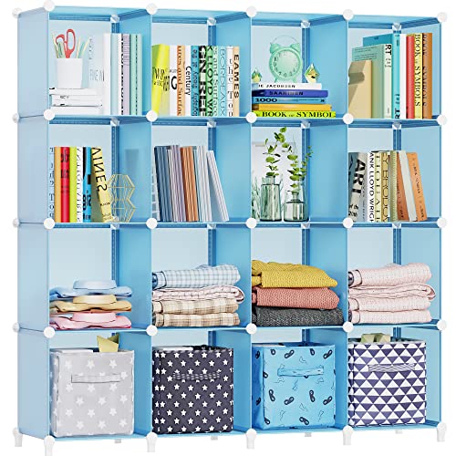 HOMIDEC Cube Storage Organizer, 16-Cube Closet Organizers and Storage | Portable Closet Organizer, Storage Cubes Shelves for Bedroom, Bathroom, Clothes Rack, Bookshelf for Kids Room, Blue - color: Blue, size: X-Large