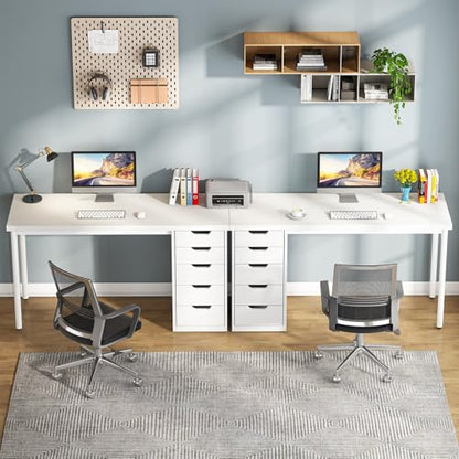 Tribesigns Computer Desk with 5 Drawers, 47 inches Rustic Brown Home Office Desk with Storage, Modern Simple Laptop Desk Study Writing Table for Small Spaces (1, White) - color: White