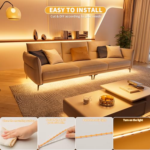 PAUTIX 5V USB COB LED Strip Light 6.56ft/2m 1200lm, Dimmable 640LEDs 2700K Warm White CRI90+ with RF Remote TV Backlight,Flexible Under Cabinet Tape Light for Bedroom,Kitchen,Home DIY Lighting - color: 2700K