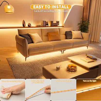 PAUTIX 5V USB COB LED Strip Light 6.56ft/2m 1200lm, Dimmable 640LEDs 2700K Warm White CRI90+ with RF Remote TV Backlight,Flexible Under Cabinet Tape Light for Bedroom,Kitchen,Home DIY Lighting - color: 2700K