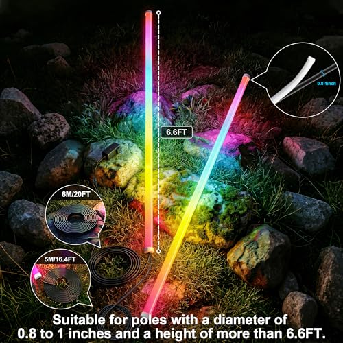 AILBTON 2-Pack 6.6FT RGB+IC Neon Ambient Light for Poles,Outdoor Clip-on Chasing Effect Lighting, Waterproof Neon Atmosphere Lights for Patio Outdoor Living Camping Party - size: 6.6FT