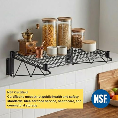 18" x 36" Black Epoxy Wire Wall Mount Shelf - color: Black, size: 18" x 36"
