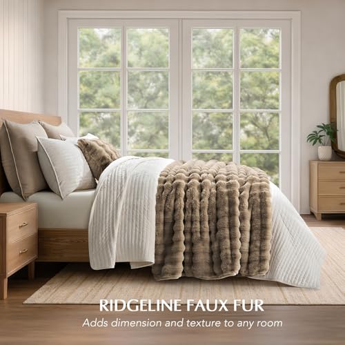 Faux Rabbit Fur Bubble Throw Blanket, 60"x80", Greige | Ultra Soft, Luxury Faux Rabbit Fur Throw, Thick Warm Bubble Blanket, Cozy Fluffy Reversible, for Bed, Couch, Chair, Sofa - color: Greige, size: 60"x80"