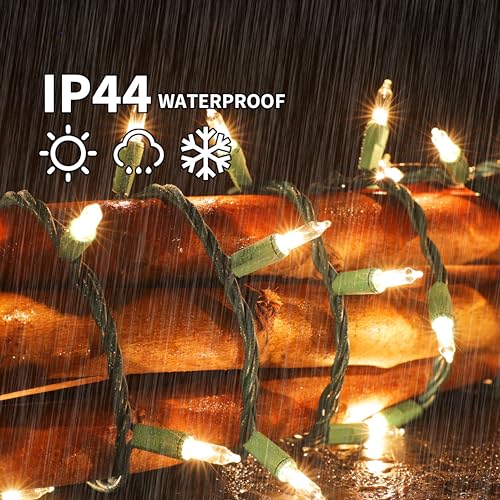 100 Count Clear Christmas Lights - 20 ft Ultra Bright White String Lights with Green Wire for Indoor and Outdoor Use, Christmas Trees, Holidays Party Patio Wedding and Garden - color: Clear