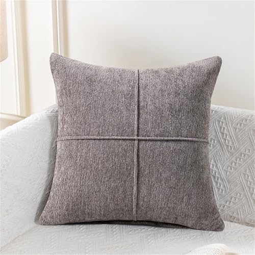 Boho Cushion Covers 45x45 cm Set of 2 Soft Chenille Patchwork Throw Pillow Covers Decorative Solid Luxury Minimalist Retro Pillowcases for Sofa Bed Couch Living Room Home Decor Grey - color: Grey