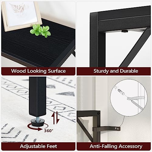 MAHANCRIS 43.7" Console Table with Outlet, Narrow Sofa Table with Shelf | 2 Tier Behind Couch Table, Charging Station, Steel Frame, for Entryway, Living Room, Foyer, Hallway, ofice, Black CTHB11E01N1 - color: Black