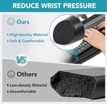 Keyboard Tray Under Desk with Storage Drawer, Height Adjustable Keyboard Tray Slide Out 360° Swivel Tilt, Ergonomic Under Desk Mount Keyboard & Mouse Holder for Gaming Home Office, Black - size: 25” Length