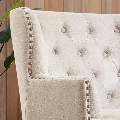 Rosevara Atlas Mid-Century Modern Accent Chair - Upholstered Lounge Arm Chair with Soft Cushion for Small Spaces - color: Pearl Velvet