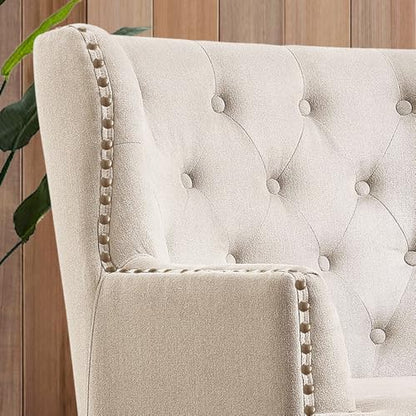 Rosevara Atlas Mid-Century Modern Accent Chair - Upholstered Lounge Arm Chair with Soft Cushion for Small Spaces - color: Pearl Velvet