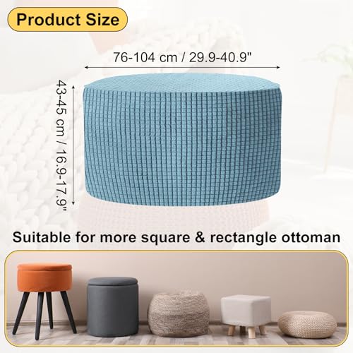 uxcell Ottomen Cover Round, Jacquard Ottomen Slipcover with Elastic Bottom Fit 76cm-104cm /29.9"-40.9" Diameter, Stretchable Footrest Stool Covers for Furniture Protector, Dusty Blue - color: Dusty Blue, size: 76cm-104cm/29.9"-40.9"