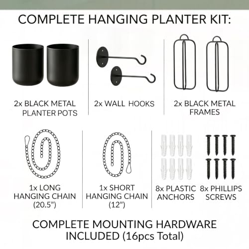 Hanging Planters for Indoor Plants Black Modern Hanging Pots for Plants 5.5 Inch,Metal Hanging Baskets Window Plant Hanger Ceiling Hanging Flower Pots with Chain for Wall Decor