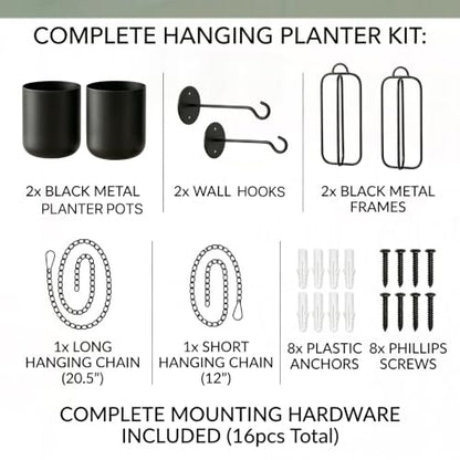 Hanging Planters for Indoor Plants Black Modern Hanging Pots for Plants 5.5 Inch,Metal Hanging Baskets Window Plant Hanger Ceiling Hanging Flower Pots with Chain for Wall Decor