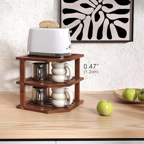 VERTORGAN 3 Tier Bamboo Dish Drying Rack,Corner Shelf 2 Pack(Brown) | Pantry Storage,Dish Rack,Spice Rack,Corner Organizer,Kitchen Counter Shelves,Kitchen Storage,Holds Plates - color: Brown, size: 2 PC