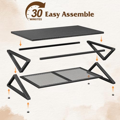 EnHomee Coffee Table, Storage & Shelf, X-Frame Stability, Black Oak | Families, Wood & Metal, Holds Magazines & Drinks, Modern Design, Living Room, 47.2“ - color: Black Oak, size: 47.2 Inch