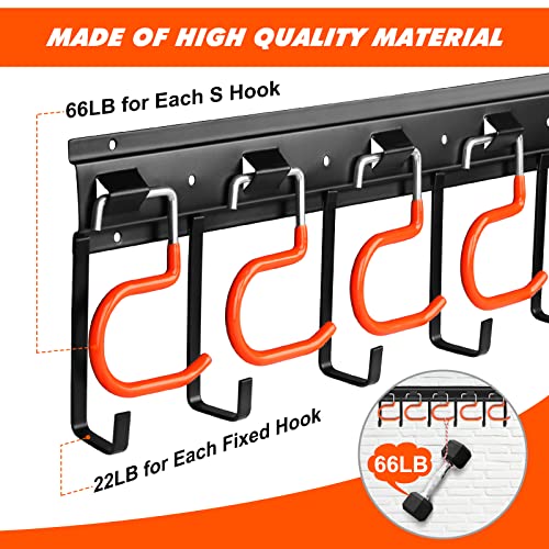 TVKB 17'' All Metal Garden Tool Organizer Adjustable Garage Tool Organizer Wall Mount Garage Organizers and Storage with Heavy Duty Hooks Tool Hangers for Garage Wall, Shed, Garden - size: 17inch
