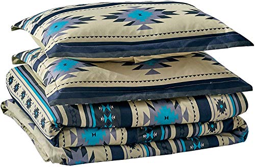 Chezmoi Collection 2-Piece Southwestern Geometric Tribal Multicolor Teal Beige Black Gray Comforter Set, Twin Size - color: Teal, size: Twin