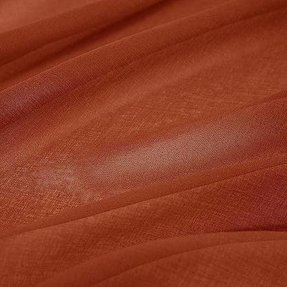 MIULEE Boho Fall Terracotta Linen Textured Sheer Curtains 42W×45L Kitchen | Semi Transparent, Farmhouse, Window Net Panels with Rod Pocket for Bedroom Living Room - color: Terracotta, size: 42"W x 45"L (Pack of 2)