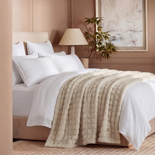 Bedsure 3D Fleece Bubble Blanket - GentleSoft Beige Full Blanket for Bed Sofa Room Decor - Luxury Soft Cozy Gifts for Women, Lightweight, All Seasons, Beige, 84"×90" - color: 04 Beige, size: Full (84" X 90")