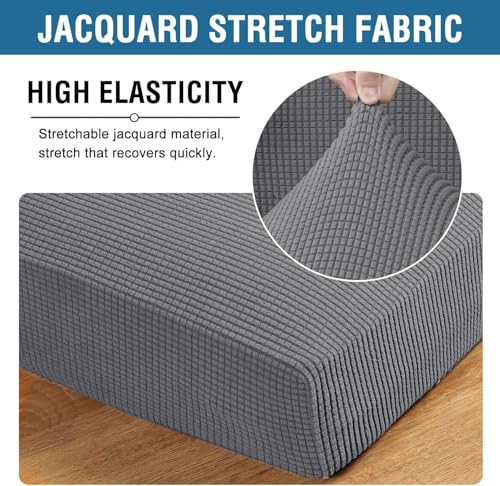 H.VERSAILTEX Super Stretch Individual Seat Sofa Covers Couch Cushion Covers Slipcover Sets Thick Jacquard Textured Twill Fabric (2 Piece Large, Grey) - color: Grey, size: 2 Cushion Sofa