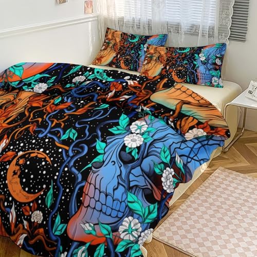 Bohemian Black Floral 3 Piece Reversible Bedding Set 102"x90",Double Sided Brushed Microfiber Duvet Cover Set with 2 Pillowcases Soft Breathable Comforter Cover for Home - color: Bohemian Black Floral, size: 102"x90"