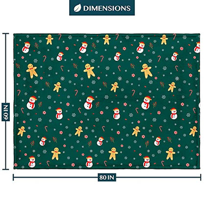 PAVILIA Christmas Gingerbread Throw Blanket | Green Holiday Christmas Fleece Blanket | Soft, Plush, Warm Winter Cabin Throw, 60x80 (Green Gingerbread) - color: Green Gingerbread, size: 60 x 80 Inches - Twin