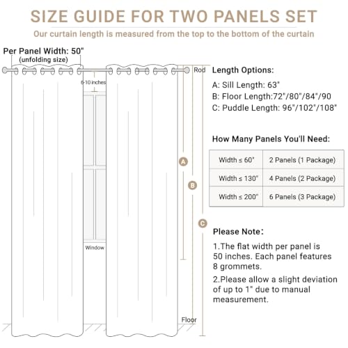 100% Blackout Linen Textured Curtains 84 Inch Long, Beige | 100% Blackout Shield, Light Blocking, Thermal Insulated, Grommet Window Curtains for Bedroom/Living Room, 50"x84", 2 Panels - color: Alba | Beige, size: 50"W x 84"L (Pack of 2)
